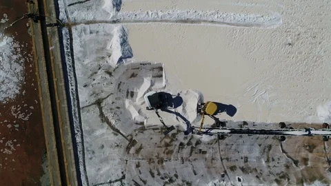 Aerial top-down view moving over salt pans of Trapani Sicily Italy 4k Stock Footage 83461673