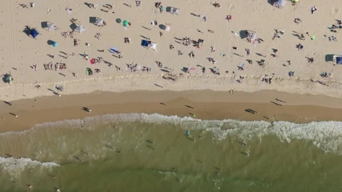 Aerial top down view of Noosa Main Beach in Queensland, Australia Stock Footage 289494898