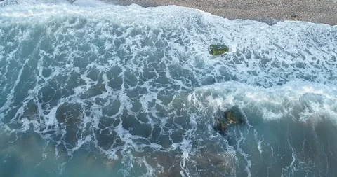 Aerial top down view of the ocean waves Stock Footage 123113516