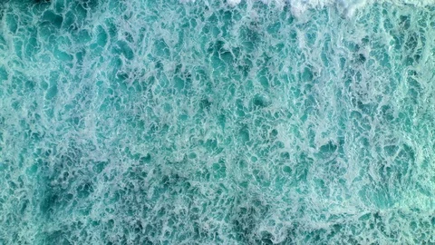 Aerial top down view of ocean waves crashing and foaming. Bali, Indonesia. Stock Footage 127004252