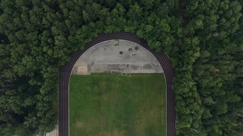 Aerial top down view of old field. Empty... | Stock Video | Pond5