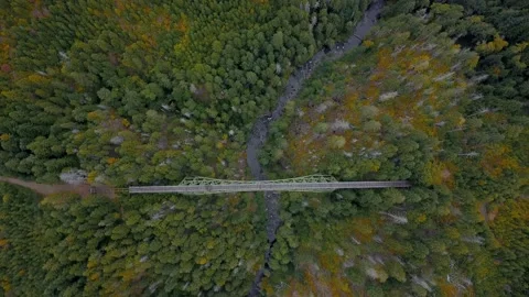 Aerial top down view of an old and abandoned bridge in the middle of nowhere. Stock-Footage 186904837