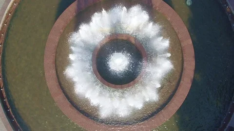 Aerial top down view of ordinary city fountain Stock Footage 101454649