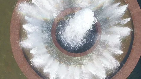 Aerial top down view of ordinary city fountain Stock Footage 101627485