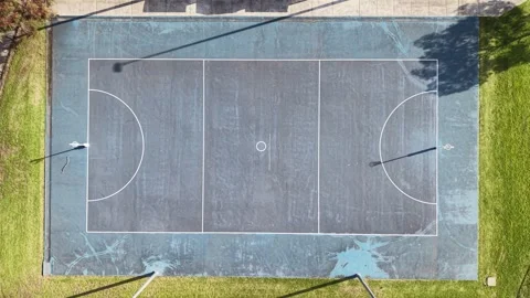 Aerial top down view of outdoor netball court 스톡 동영상 339304665