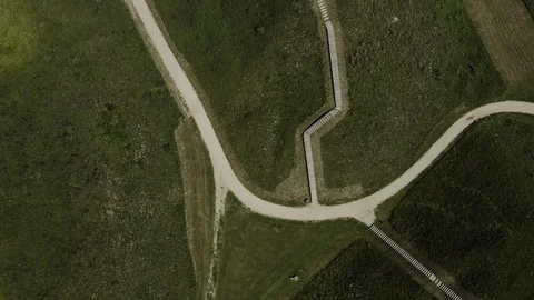Aerial top down view over footpath Stock Footage 113756669