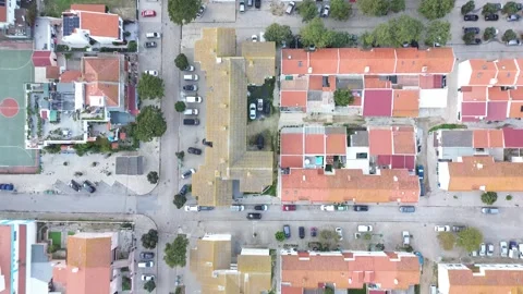 Aerial top-down view over town Stock Footage 292813292