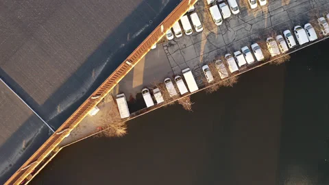 Aerial top down view of parking lot Stock Footage 144534376