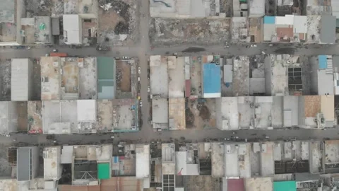 Aerial Top Down View Of Patchwork Rooftops In Downtown Karachi. Pedestal Up Stock Footage 162549253