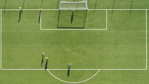 Aerial Top Down View Penalty kick. Stock Footage 118158901
