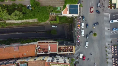 Aerial top down view of piazza tasso in sorrento, italy 動画素材 344746256