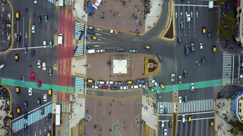 Aerial top down view of plaza de la república and obelisco in buenos aires Stock Footage 339376278