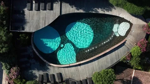 Aerial top down view of a pool with bubbles Stock Footage 172436690