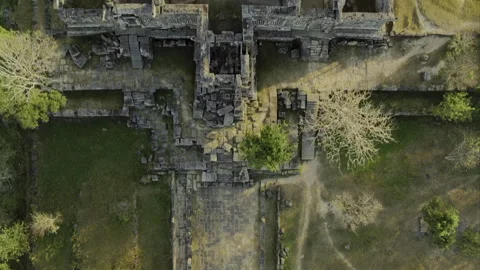Aerial top down view of Preah Khan temple in Cambodia 库存影片 331949756