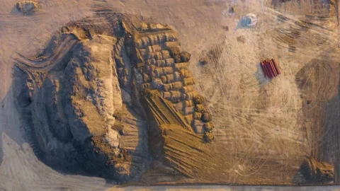 Aerial top down view of the prepared plot of land (developable site) Stock Footage 130268676