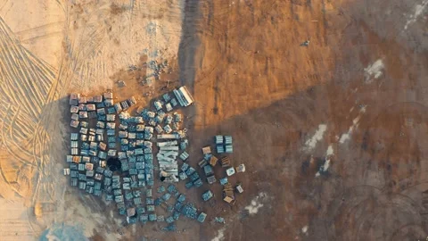 Aerial top down view of a prepared plot of land (developable site) for building Stock Footage 137114445