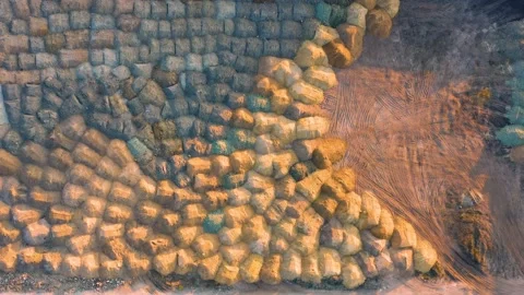Aerial top down view of a prepared plot of land (developable site) for building Stock Footage 139493770