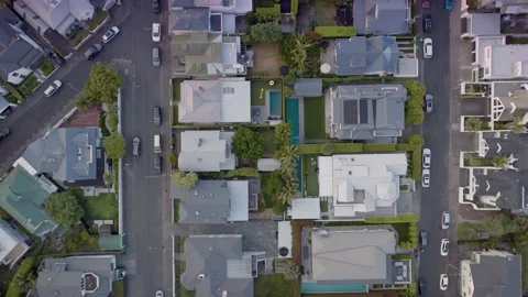 Aerial: Top down view of property in St Marys Bay, Auckland, New Zealand 스톡 동영상 167096619