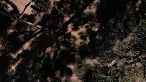 Aerial top down view of a public park in Figueres Catalonia Spain 動画素材 245172798