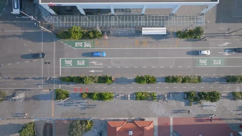 Aerial: top down view of Quay street, auckland waterfront, New Zealand Stock-Footage 250570738