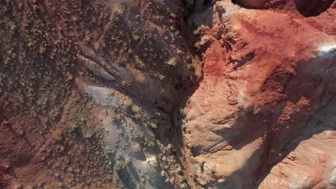 Aerial top down view of a rainbow mountains in Altai region, Russia. Geological Stock Footage 167715077