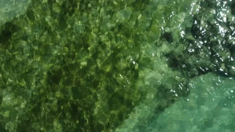 Aerial top down view on reef beach Stock Footage 154850926