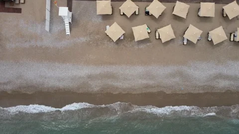 Aerial top-down view of a resort beach Stock Footage 337042124
