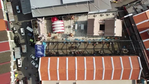 Aerial top down view restoration at Pek ... | Stock Video | Pond5