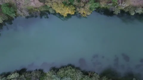Aerial top down view of river Stock Footage 334906773