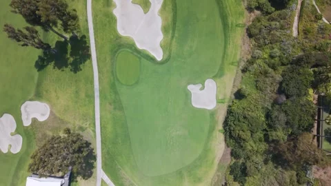 Aerial top down view of Riviers Country Club golf course in California Stock Footage 336395792