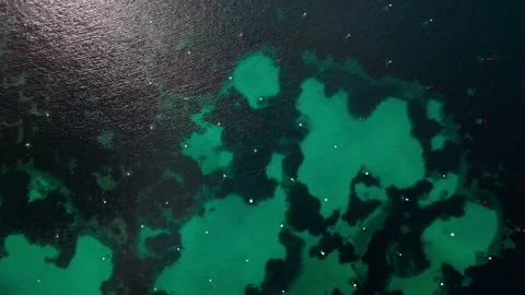 Aerial top down view of rocks in the Mediterranean Sea in Catalonia 스톡 동영상 245915125
