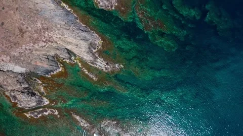 Aerial top down view of rocks in the Mediterranean Sea along Costa Brava Ca.. Stock-Footage 245917304