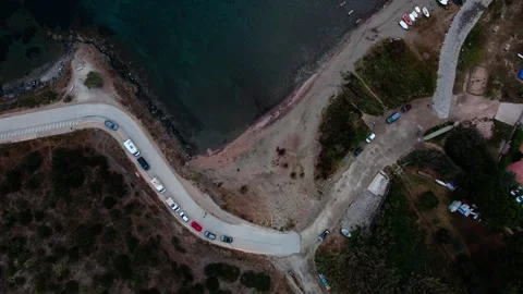 Aerial top down view of rocks in the Mediterranean Sea in Port Lligat Catalon Vidéo 245933021