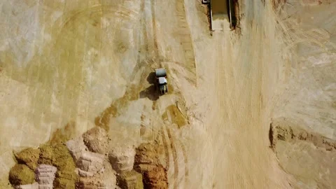 Aerial top down view roller construction truck move Stock Footage 169415188