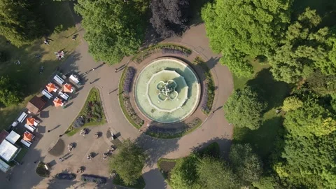 Aerial Top Down View of Ross Fountain at Edinburg Castle, Scotland Stock Footage 263194952