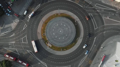 Aerial top down view on roundabout city traffic, top view Stock Footage 114802122