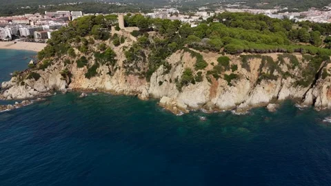 Aerial top-down view of rugged Mediterranean coastline Stock Footage 321345968