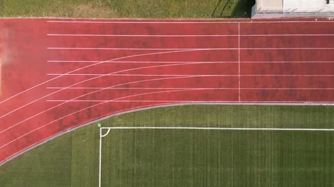Aerial Top Down View of Running Track and Soccer Field Corner 库存影片 331304517