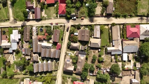 Aerial top down view of rural village in Danube Delta Stock Footage 283936208
