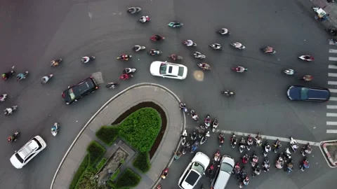 Aerial top down view of Saigon's traffic, Vietnam, 4K Stock Footage 225092319