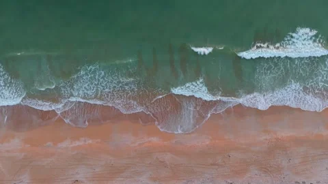 Aerial Top-Down View of Saint Augustine Beach Waves and Sand Stock Footage 333725173