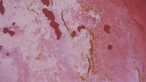 Aerial top down view salt Crimean lake. it looks like the surface of the Mars Stock Footage 118741329