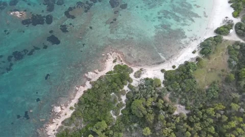 Aerial top down view of ‎San Teodoro⁩ sea, Sardegna Stockbeeldmateriaal 245283961