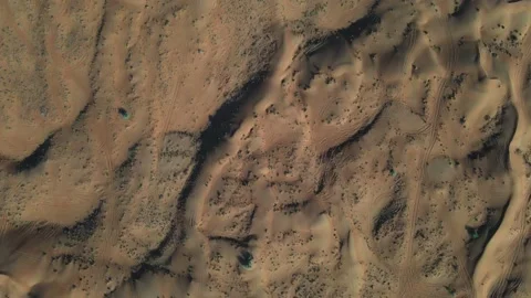 Aerial top down view of the sand dunes in the UAE desert Stock Footage 146056954