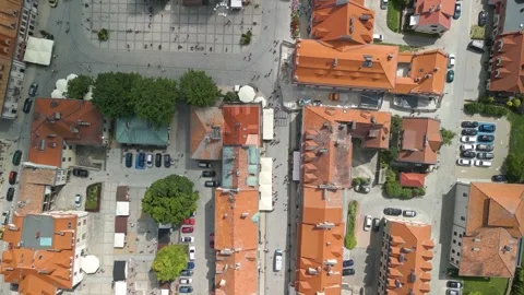 Aerial top down view of Sandomierz Old Town in Poland Stock Footage 311759589