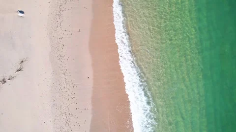 Aerial top down view of a sandy beach with turquoise water The Concept of p.. Stock Footage 335762853
