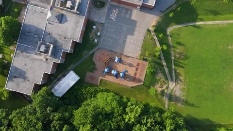 Aerial Top-Down View of School Playground Video stock 345097617