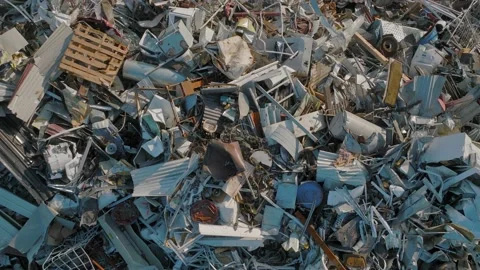 Aerial top down view of a scrap metal yard Stock-Footage 177784635