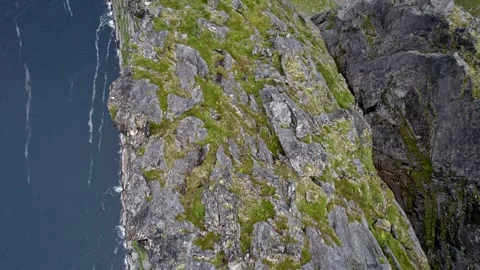 Aerial Top-Down View of Segla Mountain Cliff in Senja, Norway Stock-Footage 321833580