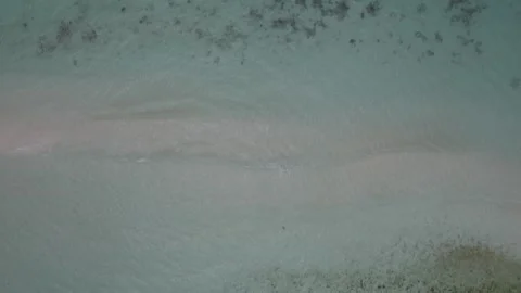 Aerial Top Down View of Shallow Caribbean Sea Water, Waves, and Reef by Remote Stock Footage 342715987